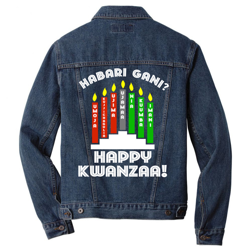 Habari Gani Happy Kwanzaa African American 7 Principles Long Sleeve T Men Denim Jacket by ayedencoplon | Artistshot