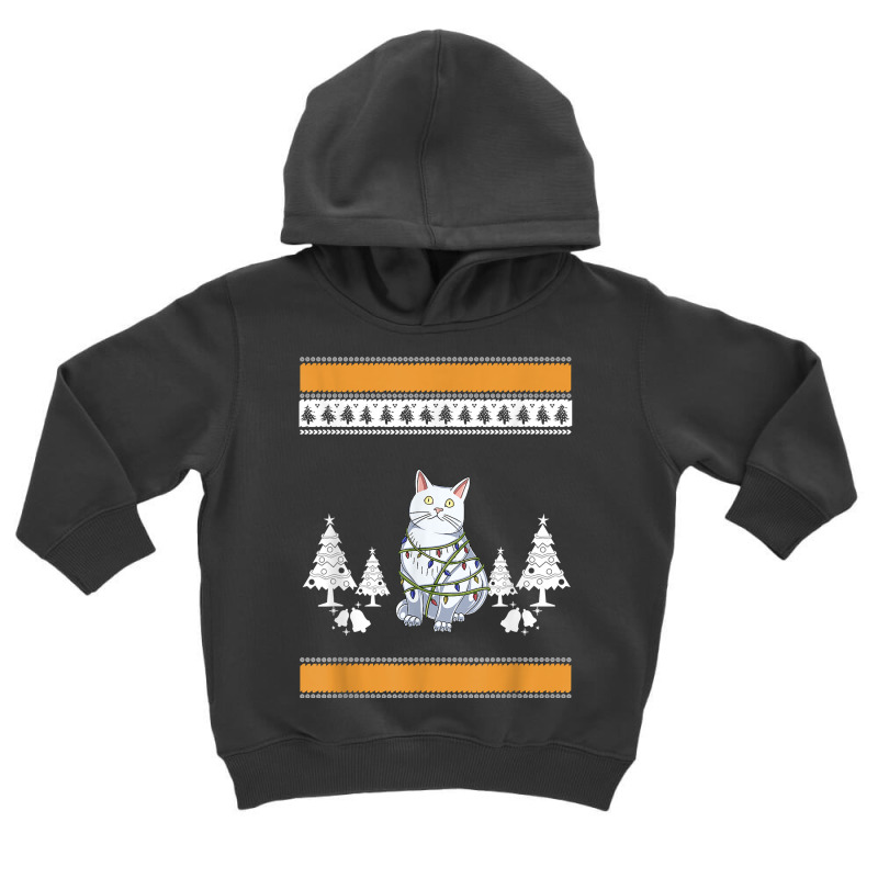 Cat With Christmas Lights Design For Cat Lover T Shirt Toddler Hoodie by luckenbg | Artistshot