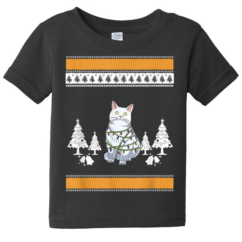 Cat With Christmas Lights Design For Cat Lover T Shirt Baby Tee by luckenbg | Artistshot