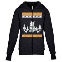 Cat With Christmas Lights Design For Cat Lover T Shirt Youth Zipper Hoodie | Artistshot