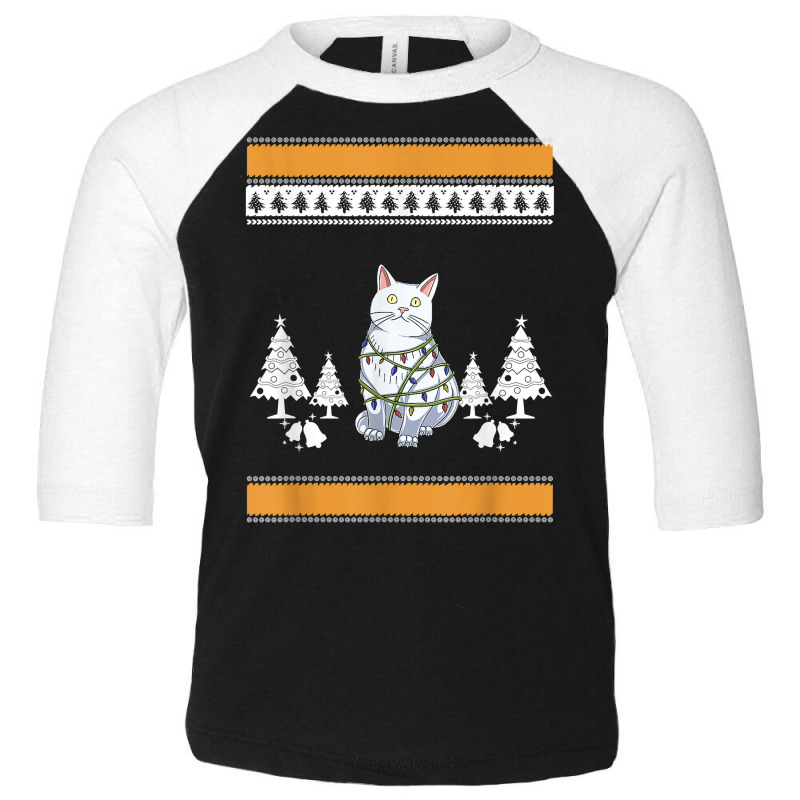 Cat With Christmas Lights Design For Cat Lover T Shirt Toddler 3/4 Sleeve Tee by luckenbg | Artistshot