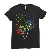 Dandelion Paw Pride Rainbow   Dog Mom Flower Gifts Ladies Fitted T-shirt | Artistshot