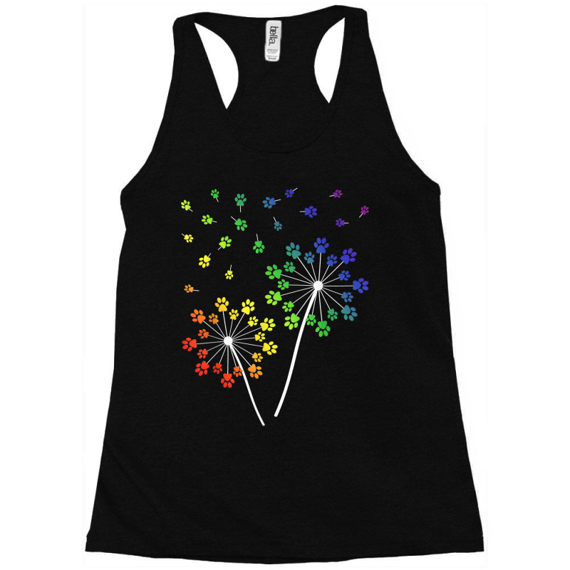 Dandelion Paw Pride Rainbow   Dog Mom Flower Gifts Racerback Tank by ALVAILLONJ | Artistshot