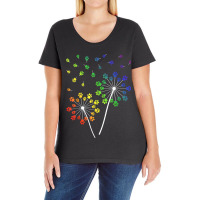 Dandelion Paw Pride Rainbow   Dog Mom Flower Gifts Ladies Curvy T-shirt | Artistshot