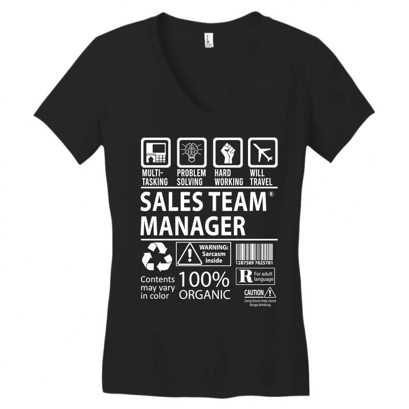 Sales Team Manager T Shirt - Multitasking Certified Job Gift Item Tee Women's V-Neck T-Shirt by mckeebeckett3l9yxd | Artistshot