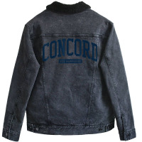 Concord New Hampshire Nh College University Style Navy T Shirt Unisex Sherpa-lined Denim Jacket | Artistshot