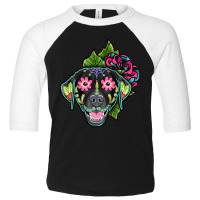 Labrador Retriever In Black - Day Of The Dead Sugar Skull Dog Toddler 3/4 Sleeve Tee | Artistshot