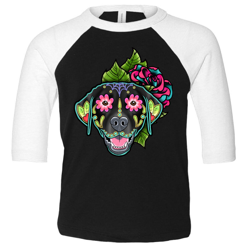 Labrador Retriever In Black - Day Of The Dead Sugar Skull Dog Toddler 3/4 Sleeve Tee by Inmamlil638 | Artistshot