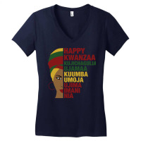 Happy Kwanzaa African Black Woman 7 Principles Pullover Hoodie Women's V-neck T-shirt | Artistshot