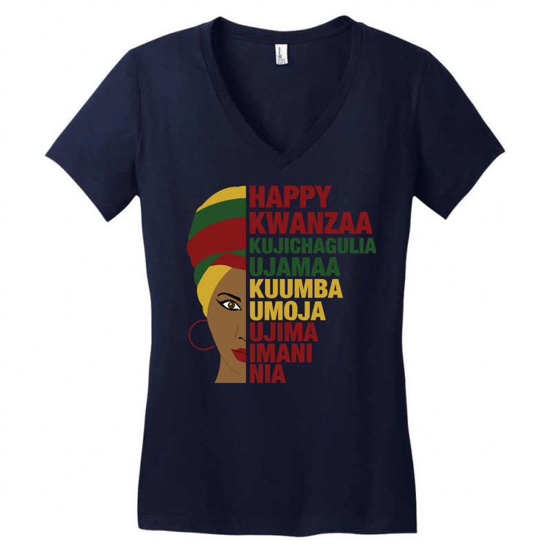 Happy Kwanzaa African Black Woman 7 Principles Pullover Hoodie Women's V-Neck T-Shirt by adam.troare | Artistshot