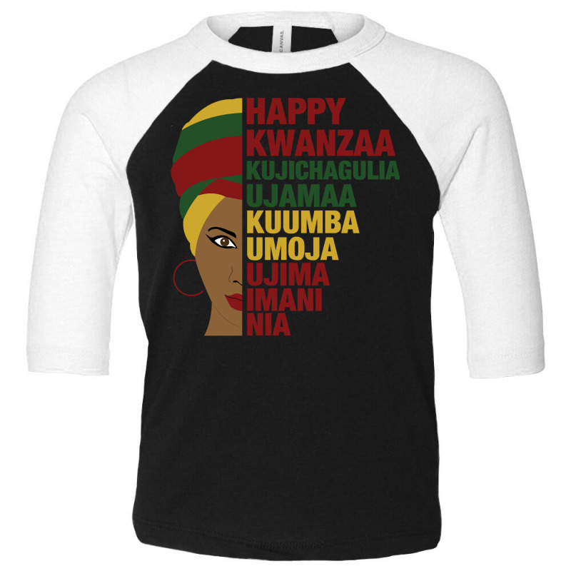 Happy Kwanzaa African Black Woman 7 Principles Sweatshirt Toddler 3/4 Sleeve Tee by adam.troare | Artistshot