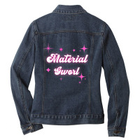 Material Gworl 2022 Viral Meme Pink Stars Text Girl Graphic T Shirt Ladies Denim Jacket | Artistshot