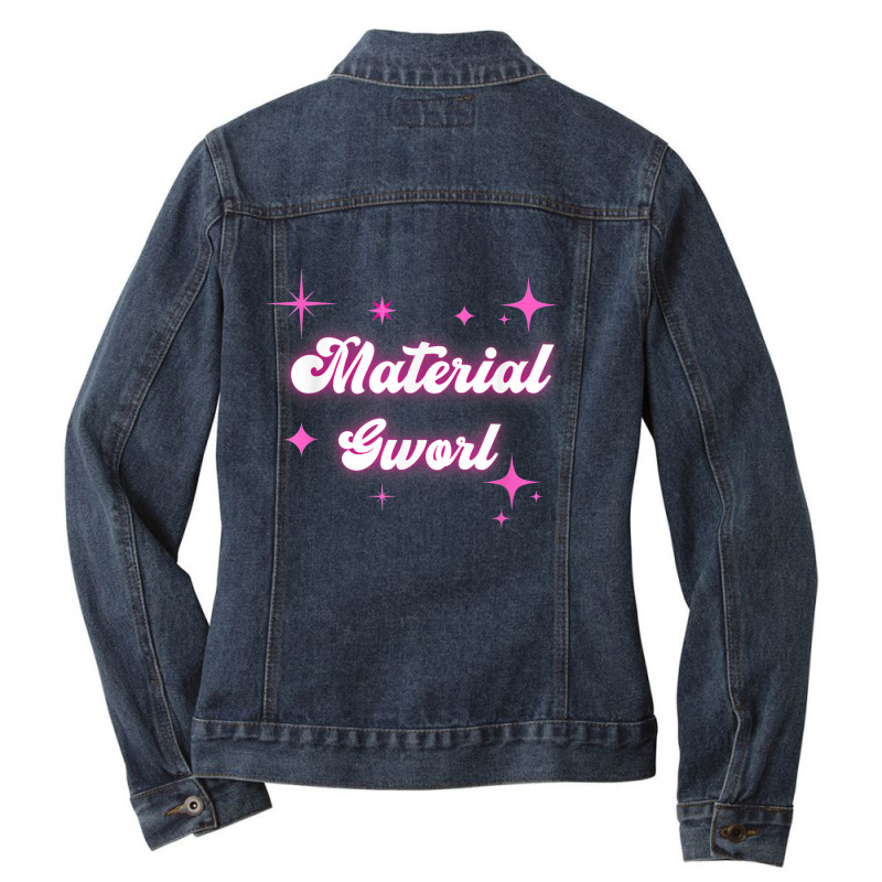 Material Gworl 2022 Viral Meme Pink Stars Text Girl Graphic T Shirt Ladies Denim Jacket by matheeishilo | Artistshot