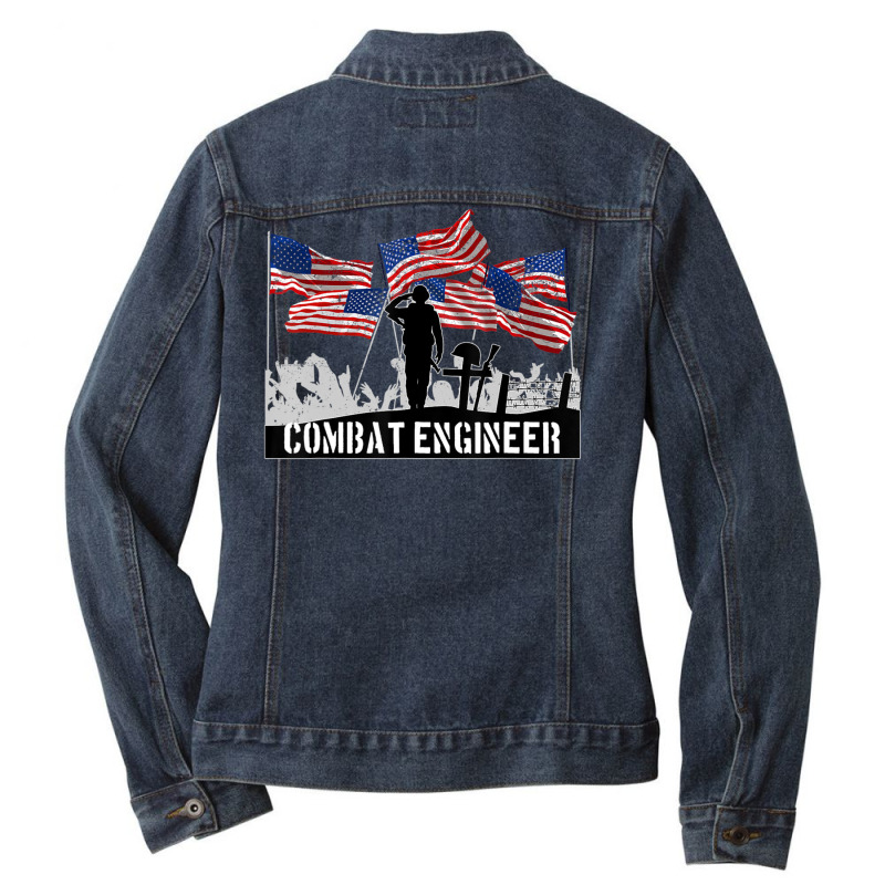 Combat Engineer Veteran Ladies Denim Jacket by bummercaught | Artistshot