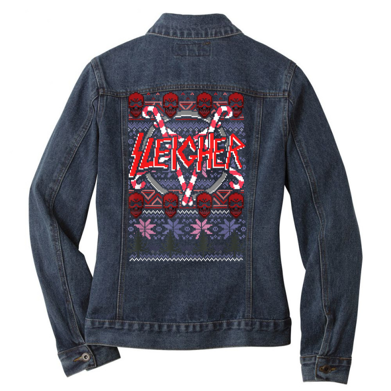 Sleigher Novelty Christmas T Shirt Ladies Denim Jacket by dennh | Artistshot