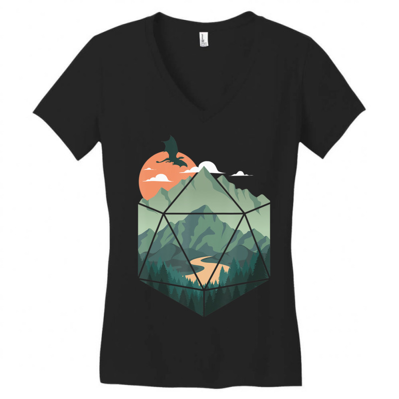 D20 Ar, Dungeons Lover Fantasy Gaming Women's V-Neck T-Shirt by bummercaught | Artistshot