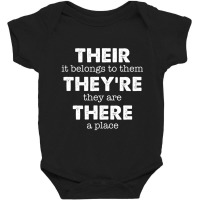 There, Their, They're Funny Grammar English Baby Bodysuit | Artistshot