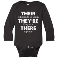 There, Their, They're Funny Grammar English Long Sleeve Baby Bodysuit | Artistshot