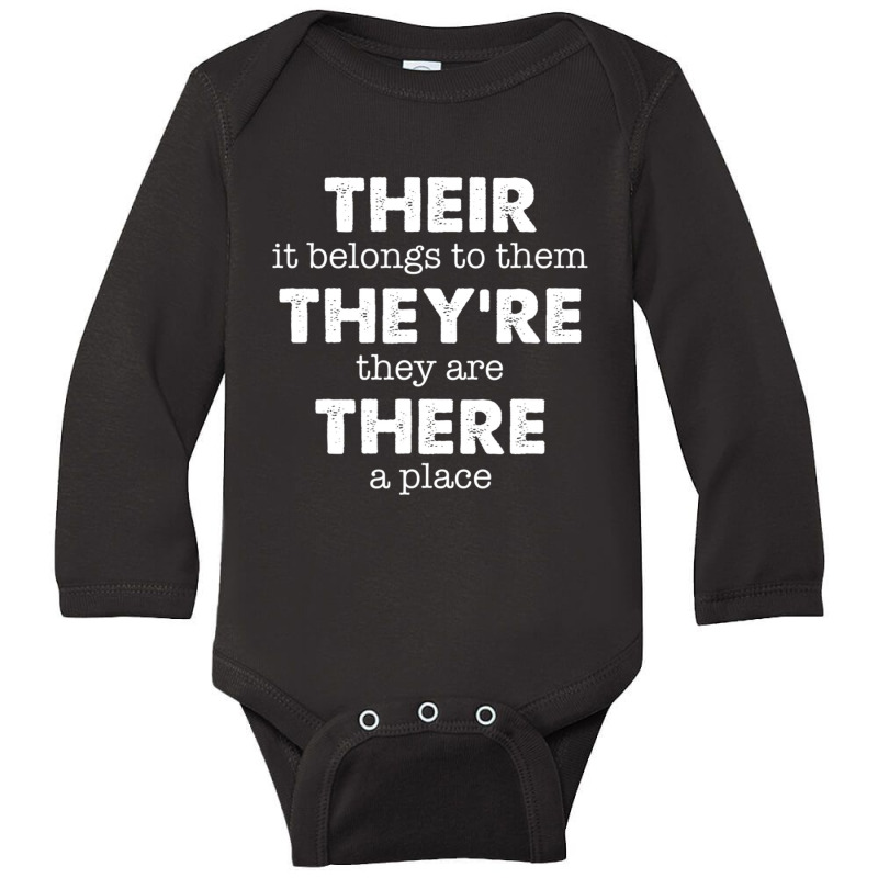 There, Their, They're Funny Grammar English Long Sleeve Baby Bodysuit by degreesgunner | Artistshot