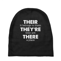 There, Their, They're Funny Grammar English Baby Beanies | Artistshot