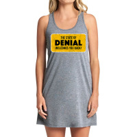 Funny State Of Denial This Is Fine Sarcastic Humor T Shirt Tank Dress | Artistshot