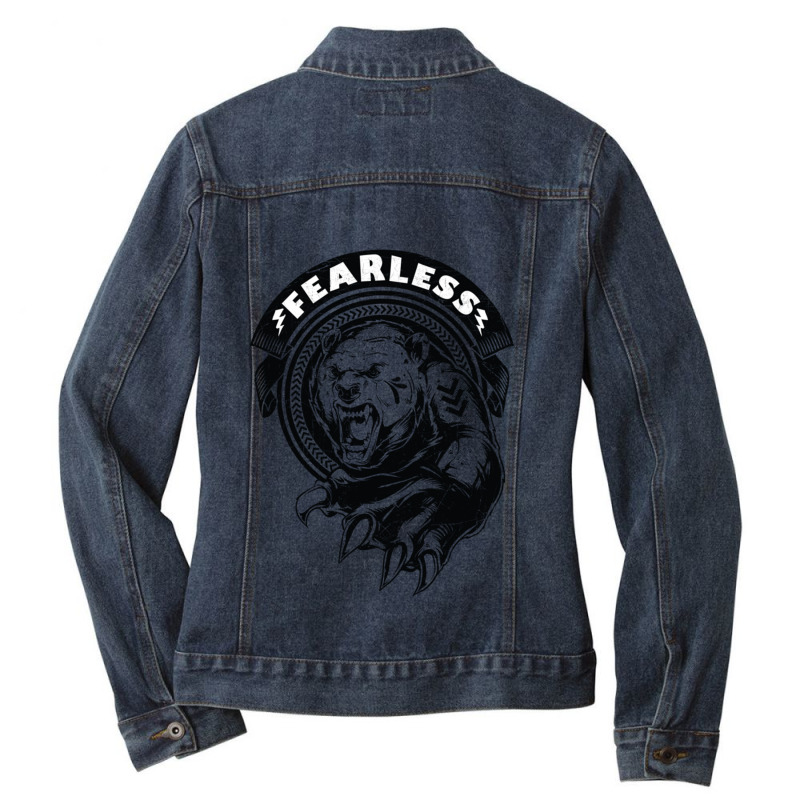 Scared Bear Grizzly Bear Shirt Premium Ladies Denim Jacket by LUKEUNCAN | Artistshot