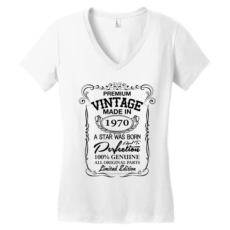 Custom Vintage Made In 1970 Women's V-neck T-shirt By Rardesign