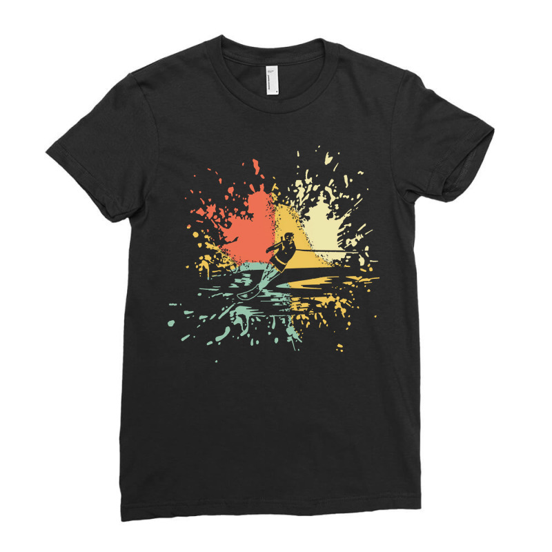 Water Skiing T  Shirt W A T E R S K I I N G I N K S P L A S H T  Shirt Ladies Fitted T-Shirt by aboehm | Artistshot