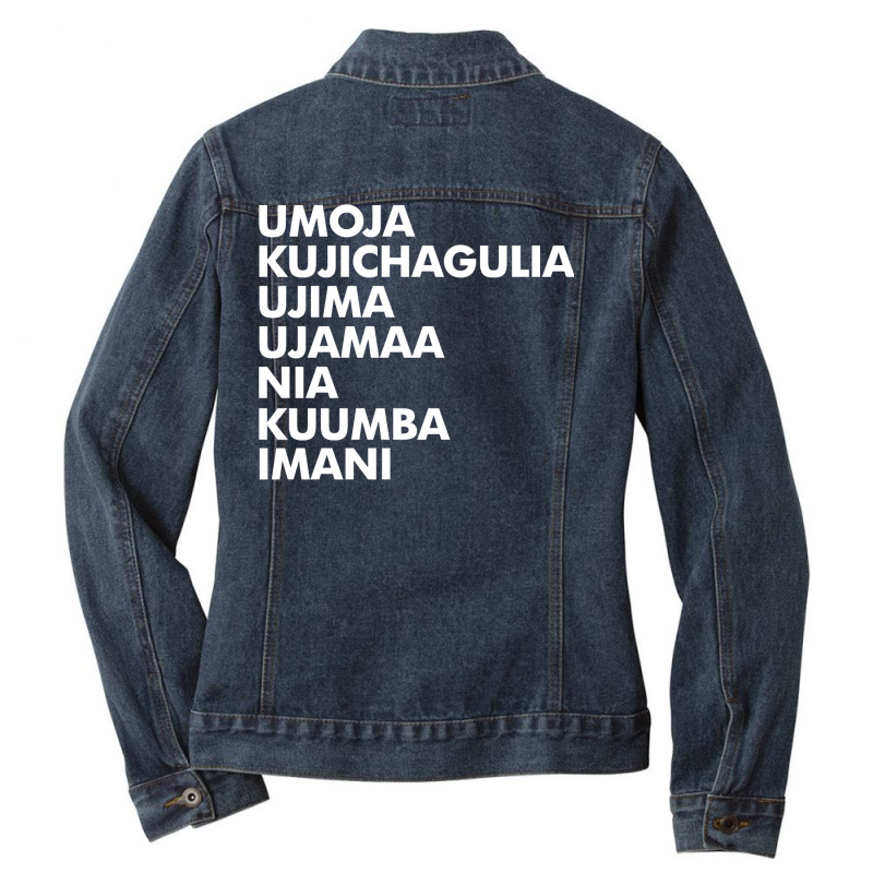 Kwanzaa   Seven Principles Sweatshirt Ladies Denim Jacket by ayedencoplon | Artistshot