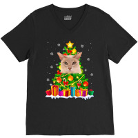 Cute Tonkinese Cat Lover Christmas Tree Xmas Holidays T Shirt V-neck Tee | Artistshot