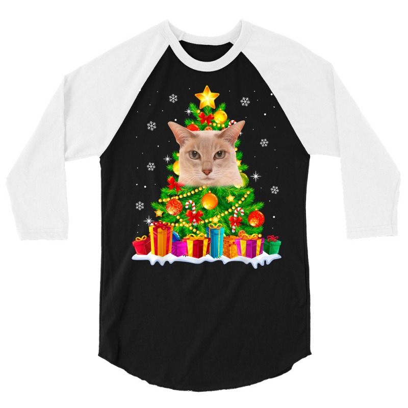 Cute Tonkinese Cat Lover Christmas Tree Xmas Holidays T Shirt 3/4 Sleeve Shirt | Artistshot