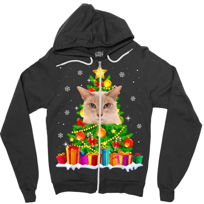 Cute Tonkinese Cat Lover Christmas Tree Xmas Holidays T Shirt Zipper Hoodie | Artistshot