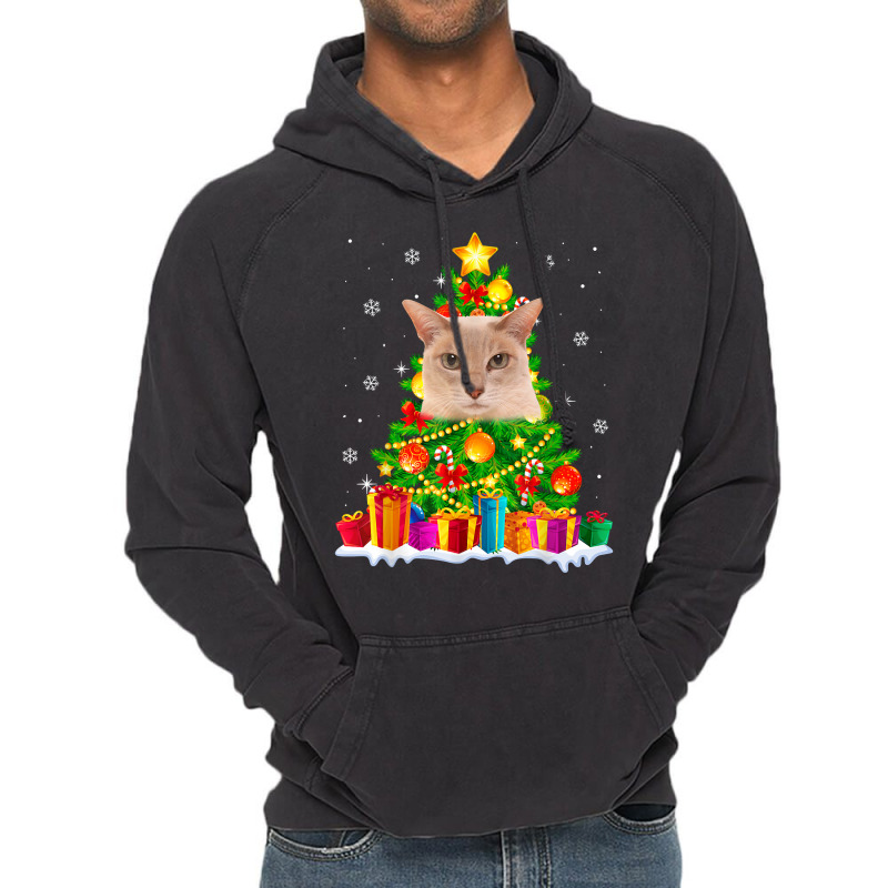 Cute Tonkinese Cat Lover Christmas Tree Xmas Holidays T Shirt Vintage Hoodie | Artistshot