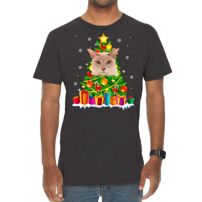 Cute Tonkinese Cat Lover Christmas Tree Xmas Holidays T Shirt Vintage T-shirt | Artistshot