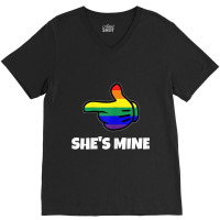 Womens Lesbian Pride Matching She S Mine Tshirt Lgbt Tee V-neck Tee | Artistshot