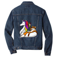 Fox Riding Unicorn Float Pool Party Funny Men Denim Jacket | Artistshot