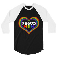 Womens Proud Mom Rainbow Heart Lesbian Gay Lgbt Pride Tshirt 3/4 Sleeve Shirt | Artistshot