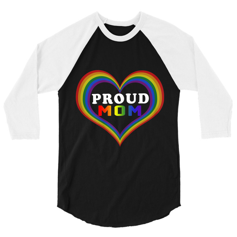 Womens Proud Mom Rainbow Heart Lesbian Gay Lgbt Pride Tshirt 3/4 Sleeve Shirt by RYANIDDLE | Artistshot