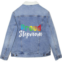 Womens Proud Stepmom Lgbt Pride Shirt  Stepmom Of Gay Lesbian Gift Unisex Sherpa-lined Denim Jacket | Artistshot