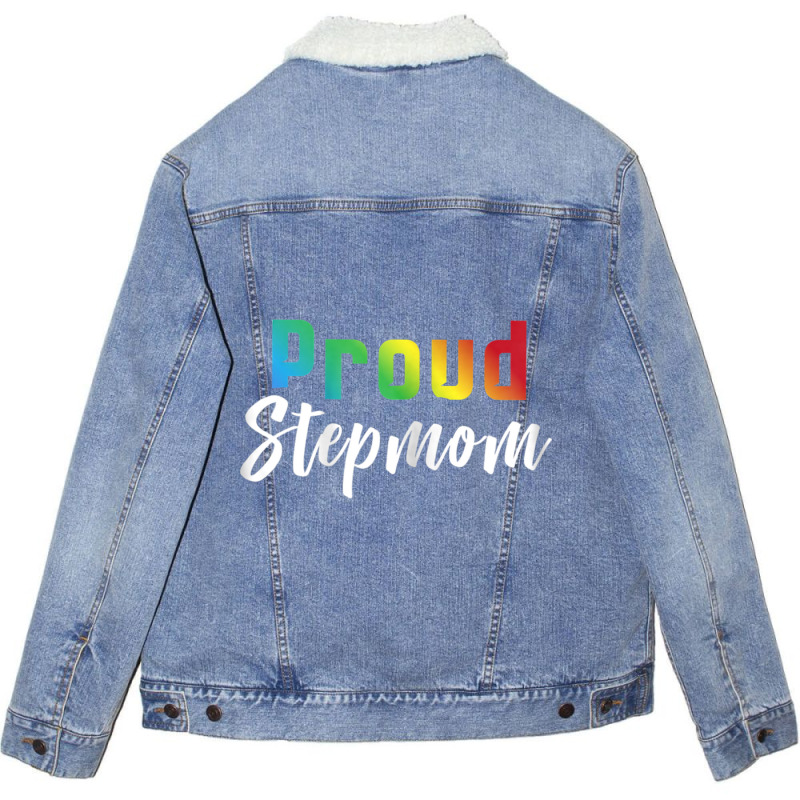 Womens Proud Stepmom Lgbt Pride Shirt  Stepmom Of Gay Lesbian Gift Unisex Sherpa-Lined Denim Jacket by RYANIDDLE | Artistshot