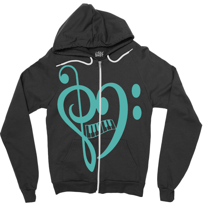 Music Heart Note Piano Musician Pianist Zipper Hoodie | Artistshot