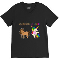 Your Daughter And My Daughter Funny Unicorn Lgbt Pride  Tshirt V-neck Tee | Artistshot