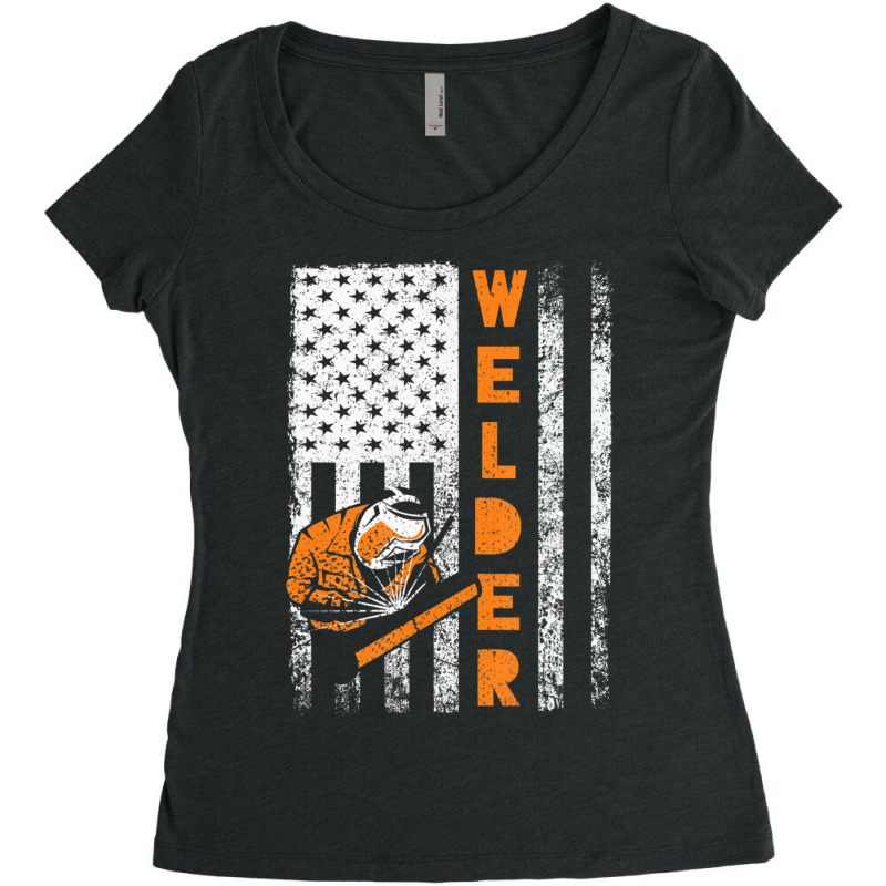 Welder Flag Welder For Welders Welding Outfit Women's Triblend Scoop T-shirt by brumfieldportillo7vlpq8 | Artistshot