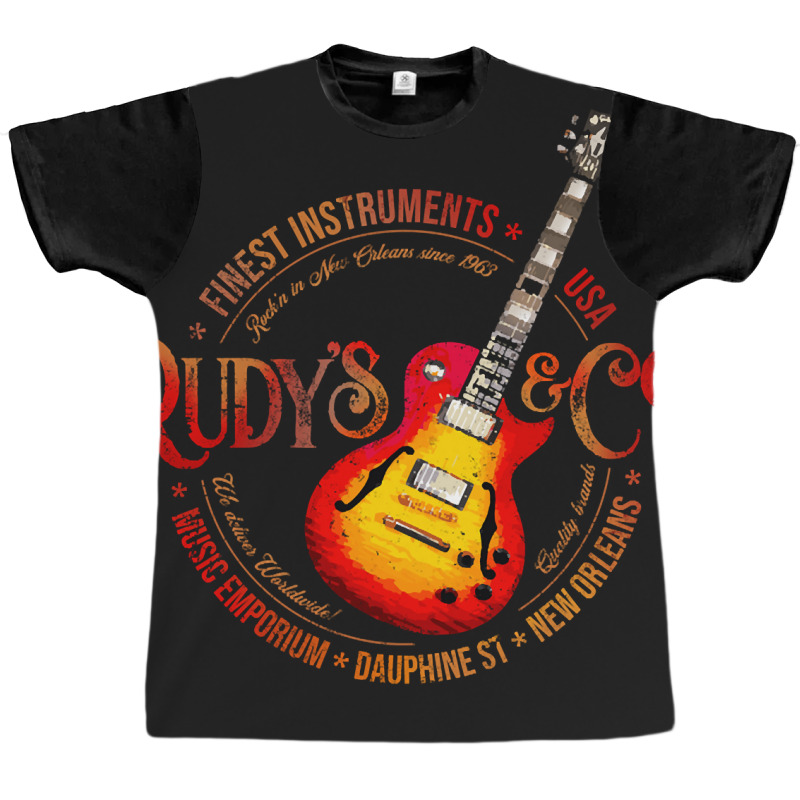 Music Emporium Guitar Design Graphic T-shirt | Artistshot