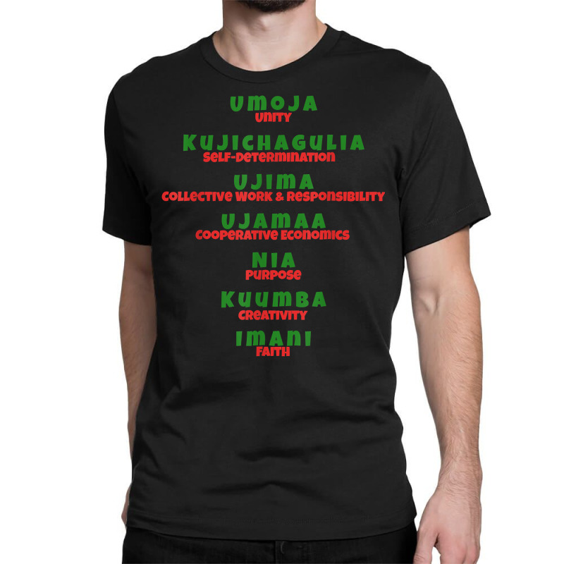 Kwanzaa Principles Green And Red Font T Shirt Classic T-shirt by keishawnredner | Artistshot