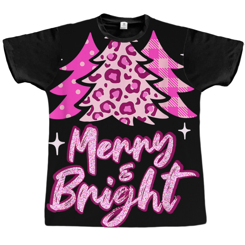 Merry And Bright Pink Christmas Tree, Pink Christmas Costume T Shirt Graphic T-shirt | Artistshot