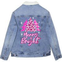 Merry And Bright Pink Christmas Tree, Pink Christmas Costume T Shirt Unisex Sherpa-lined Denim Jacket | Artistshot