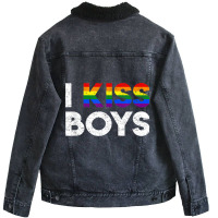 Lgbt I Kiss Boys Twink Gay Rainbow Pride Month Vintage Unisex Sherpa-lined Denim Jacket | Artistshot