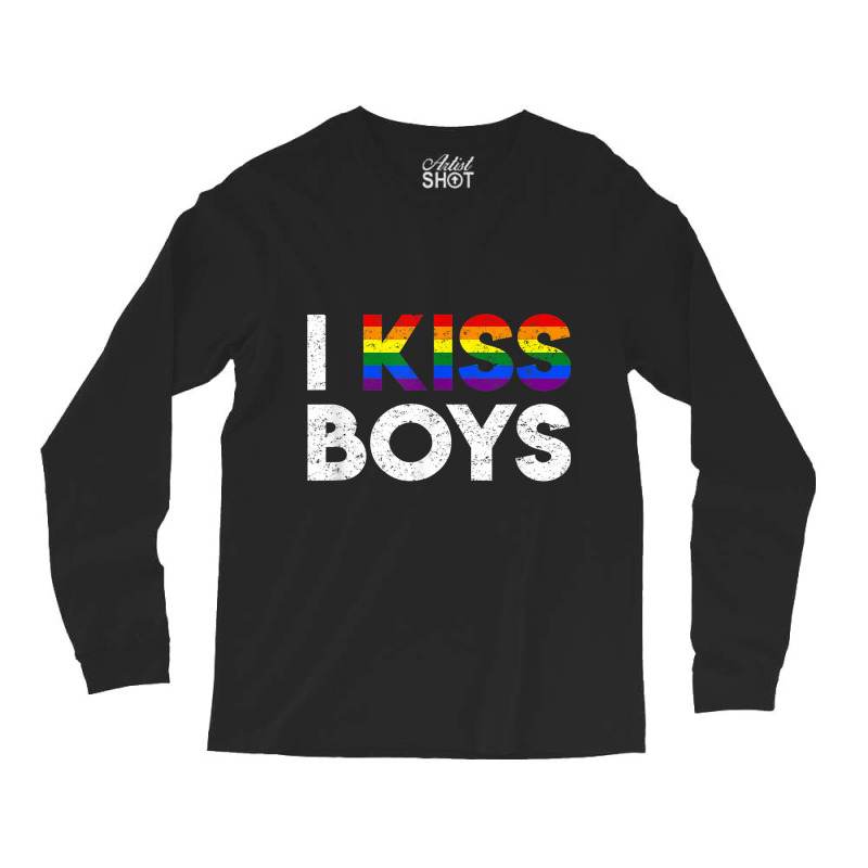 Lgbt I Kiss Boys Twink Gay Rainbow Pride Month Vintage Long Sleeve Shirts | Artistshot