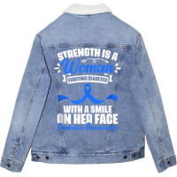 Woman Fighting Diabetes Warrior Diabetic Diabetes Awareness Tank Top Unisex Sherpa-lined Denim Jacket | Artistshot